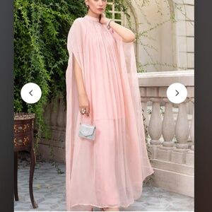 Pink Pearl studded Kaftan 3 piece set (Small)